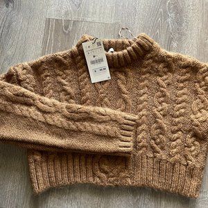Zara Brown Cropped Sweater